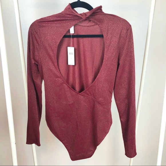 NWT Anthropologie Shimmer Open Back Bodysuit M - Picture 4 of 15